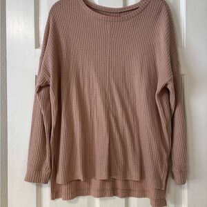 American Eagle Outfitters Waffle Knit Crewneck Sweater - Mauve Pink